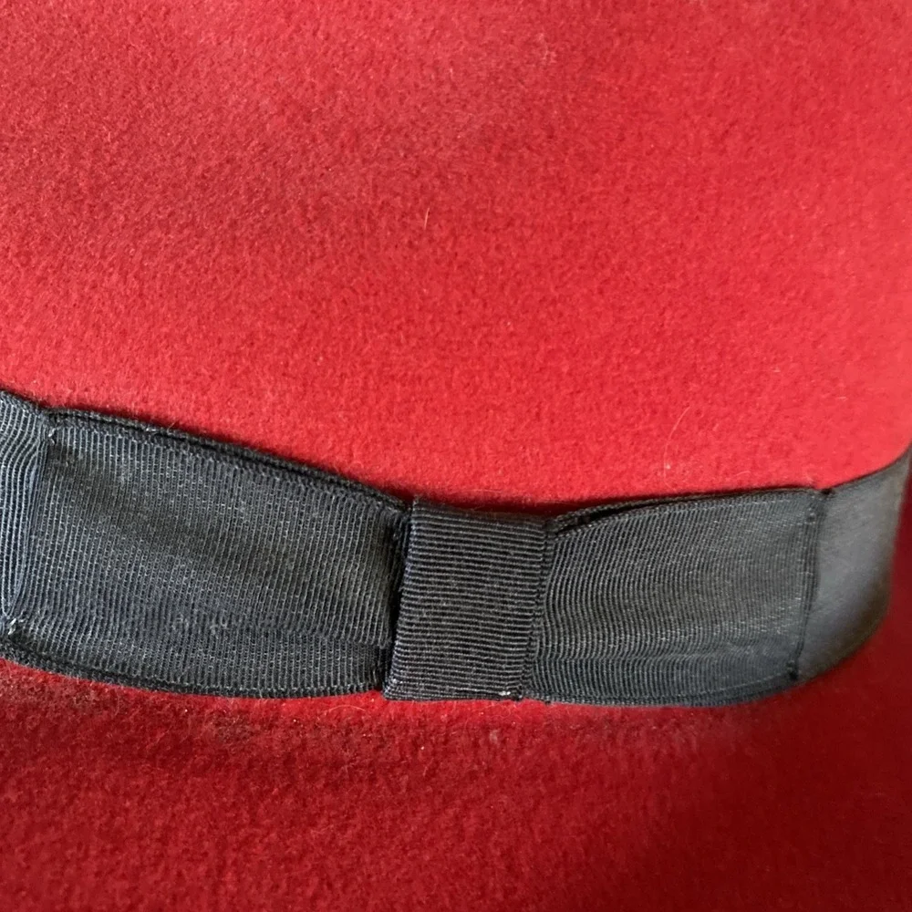 NEW YORK HAT CO Wool Felt Men's‎ Fedora Hat Red Black Grosgrain Band USA Medium